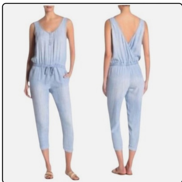 Cloth & Stone Denim Chambray Sleeveless Jumpsuit - Picture 1 of 7